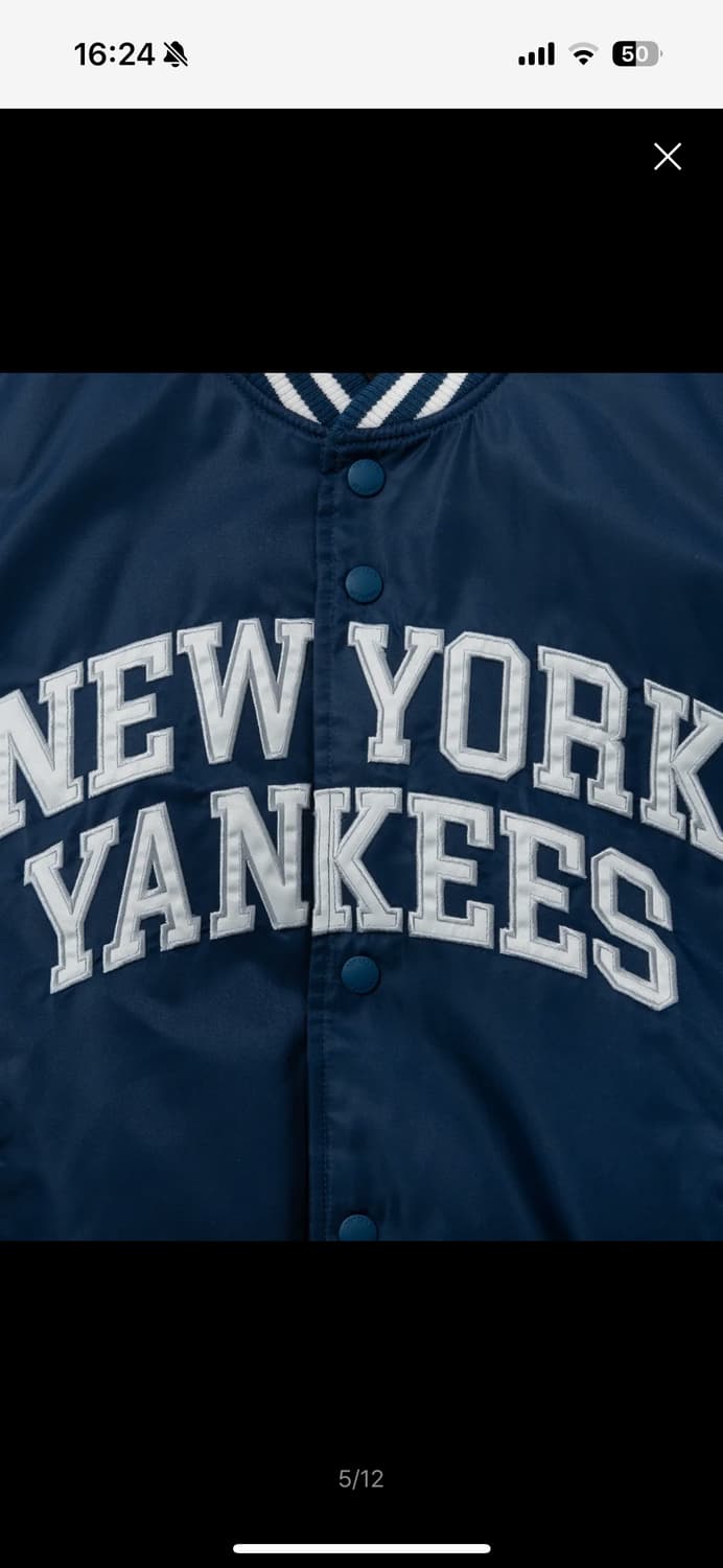 MLB 뉴욕양키스 아치로고 나일론 스타디움 재킷 블루 새상품 상품이미지5