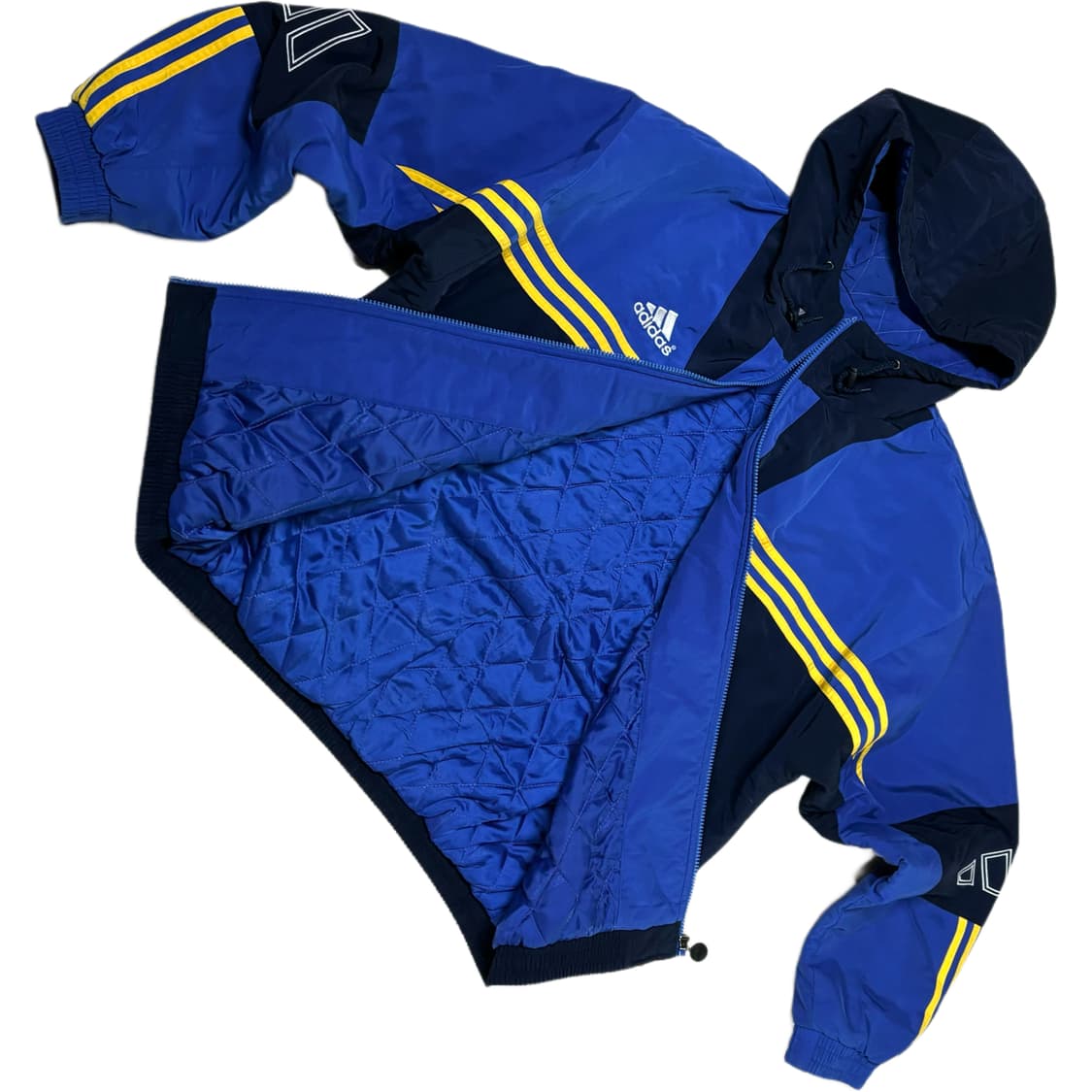 아디다스 올드스쿨 오버핏 누빔 점퍼 블루 옐로우  상품이미지3