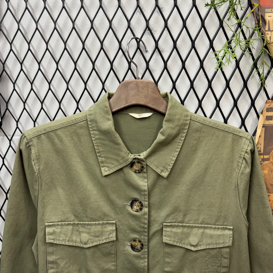 JPN VINTAGE 밀리터리 셔츠 자켓 후면 자수 포인트 카키 상품이미지3