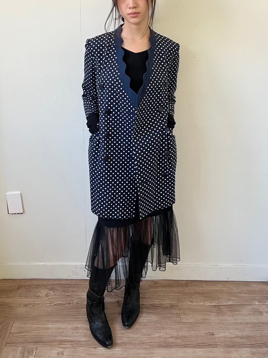 LANCETTI 도트 더블 자켓 상품이미지4