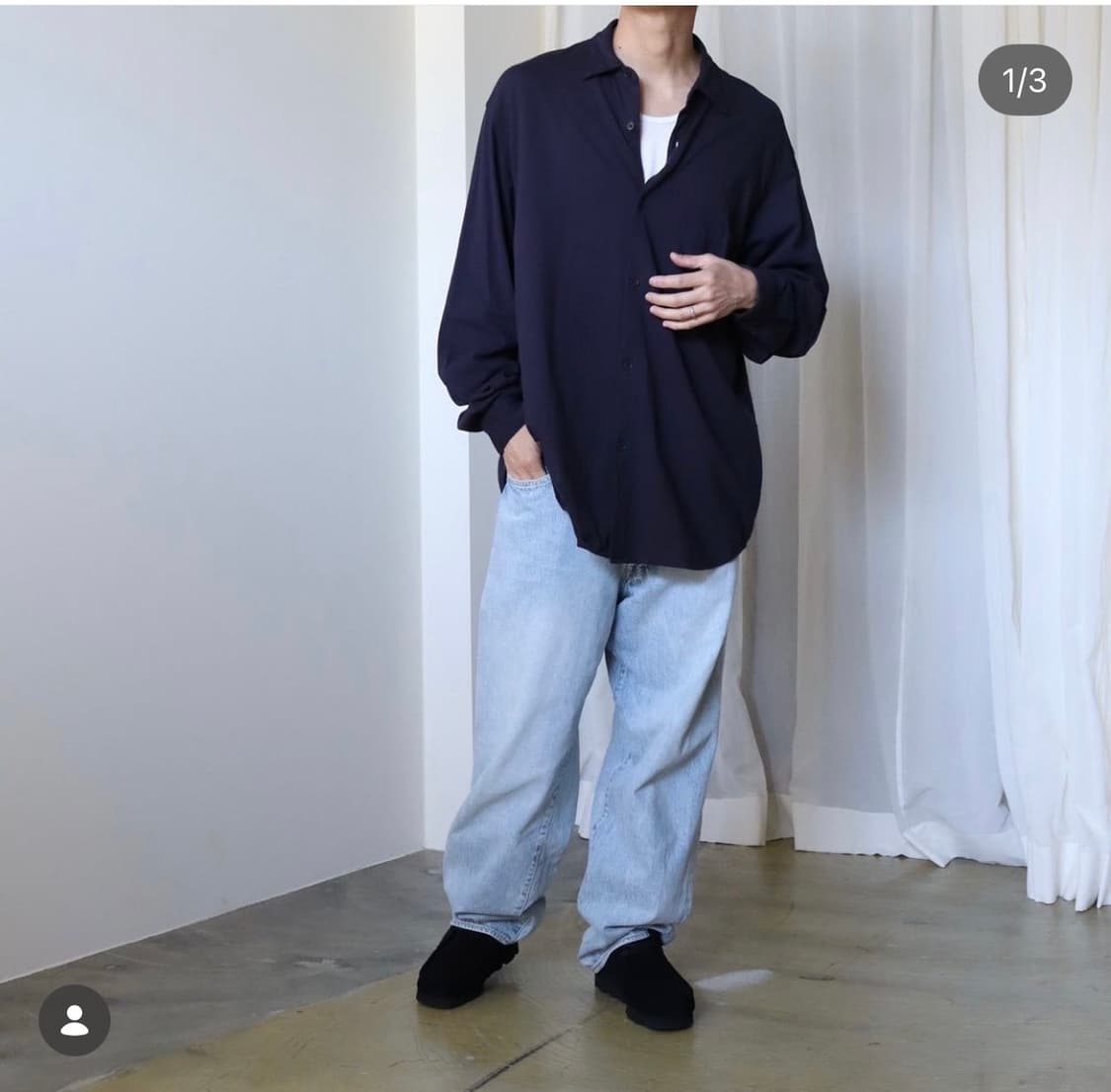 코모리 셔츠 23ss 네이비 상품이미지1