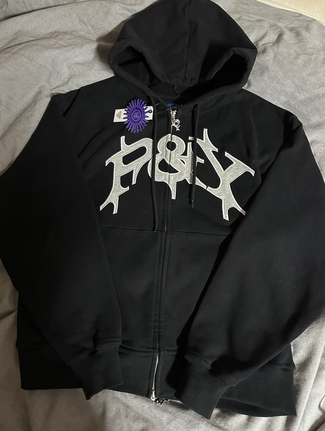 펑크앤요 punkandyo 로고 후드집업 블랙 상품이미지5