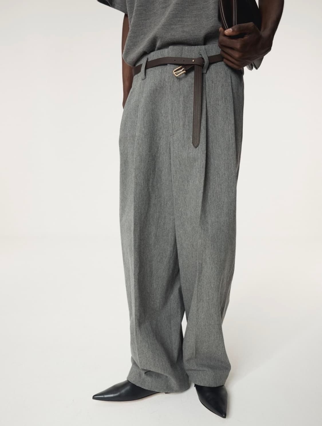 [m]렉토 퀸시 멜란지 그레이 팬츠 상품이미지1