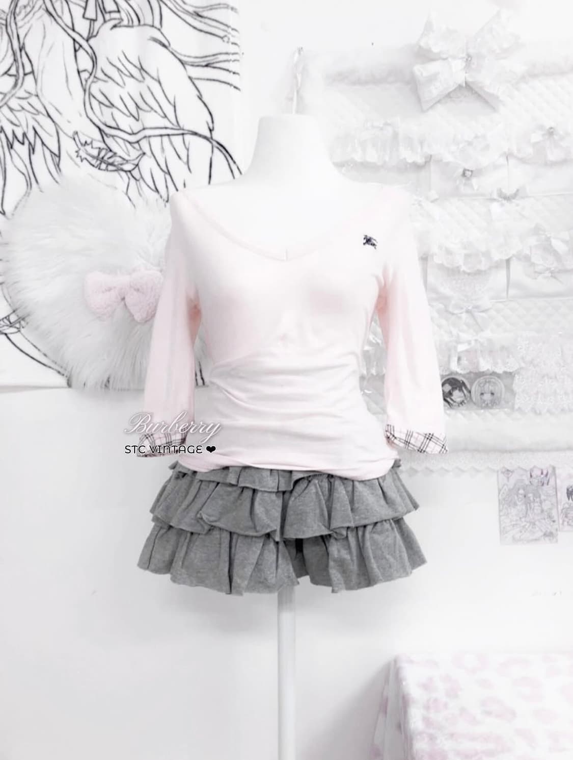 Burberry ♥ 버버리 블루라벨 히메갸루 뽀용 체크 연핑크 T 상품이미지1