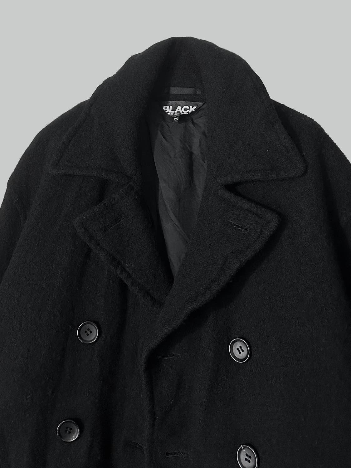 꼼데가르송 블랙 오버사이즈 축융 울 피코트 상품이미지7