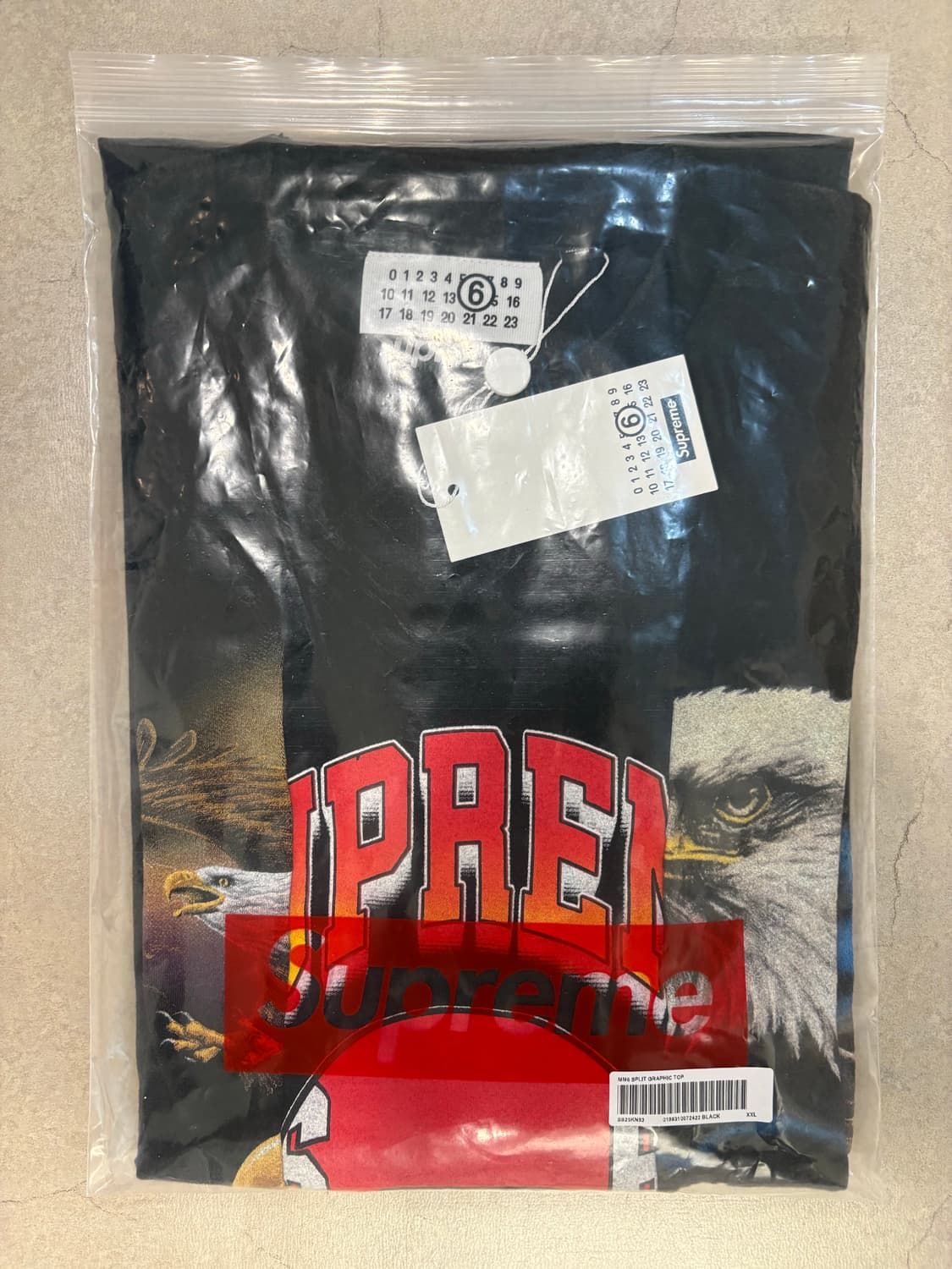 [XXL] 슈프림 X 마르지엘라 mm6 스플릿 반팔 블랙 새제품 상품이미지2