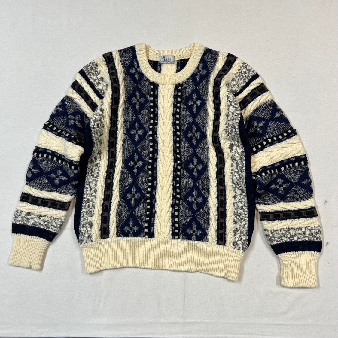 M) SIMPLE LIFE 패턴 니트 스웨터 일본 빈티지 상품이미지1