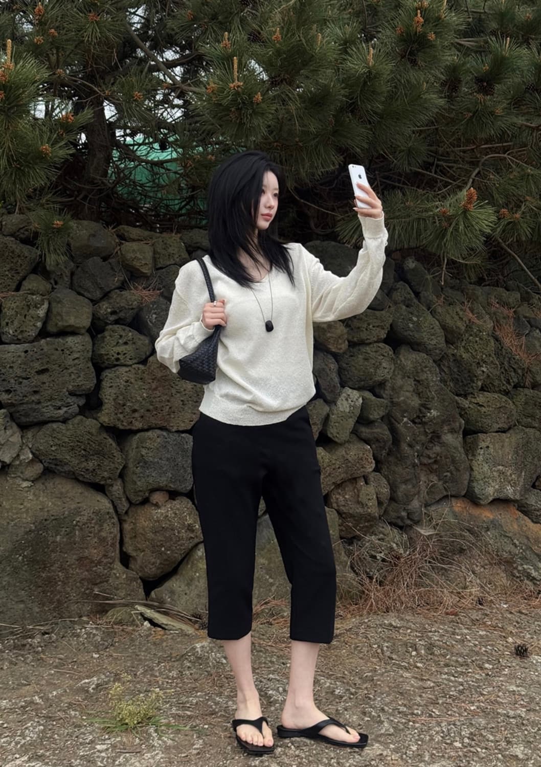 슬로우앤드 made 컴포터블 퍼펙트핏 카프리팬츠 블랙 롱버전 상품이미지1