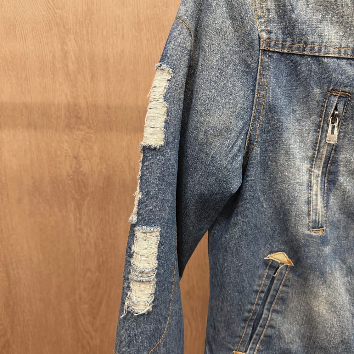 돌체앤가바나 데님 자켓 디스트로이드 포켓 버클 디테일 블루 상품이미지6