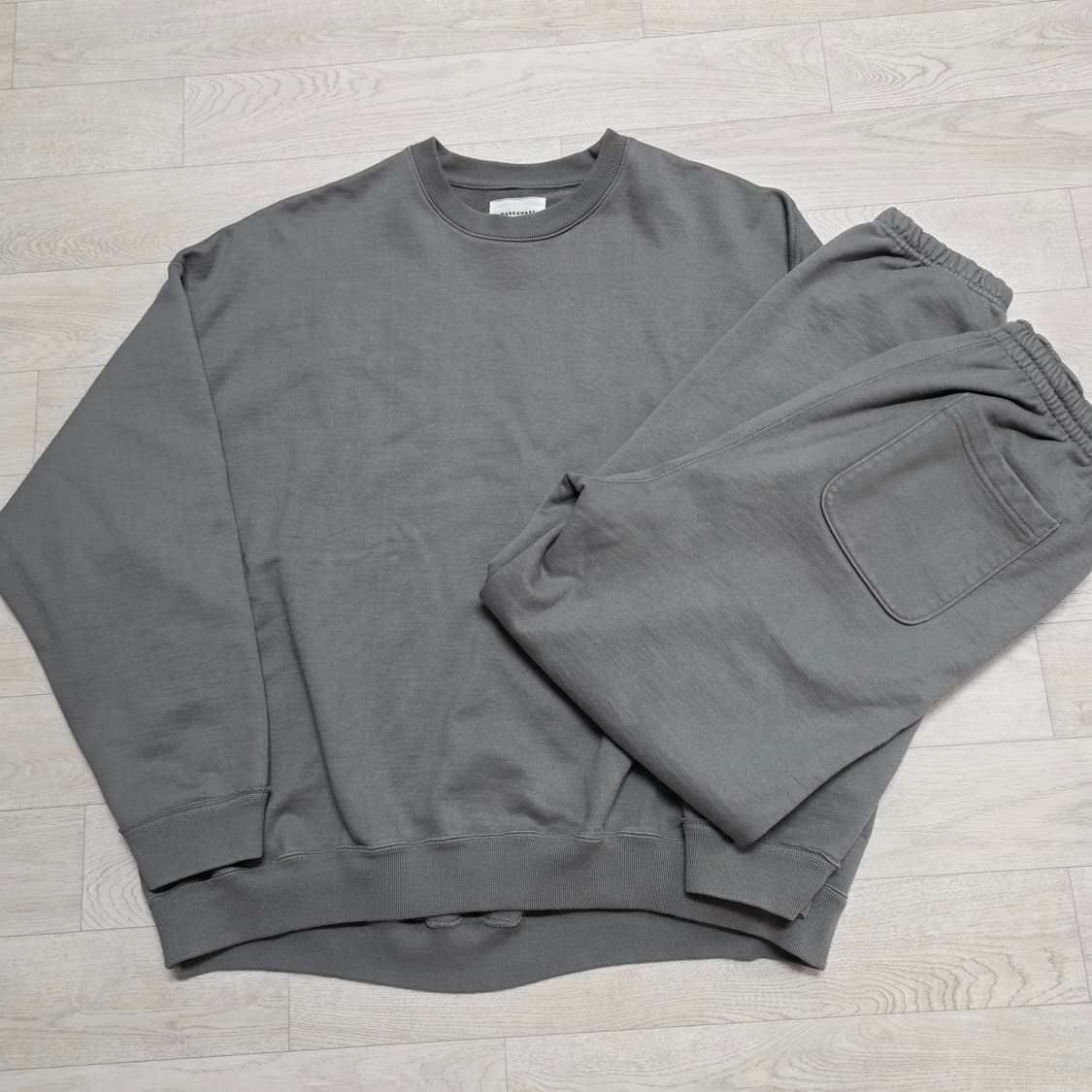 [1,2] 마카웨어 휴지 스웻 셋업 오가닉코튼 헤비 컴포트 플리스 그레이 상품이미지3