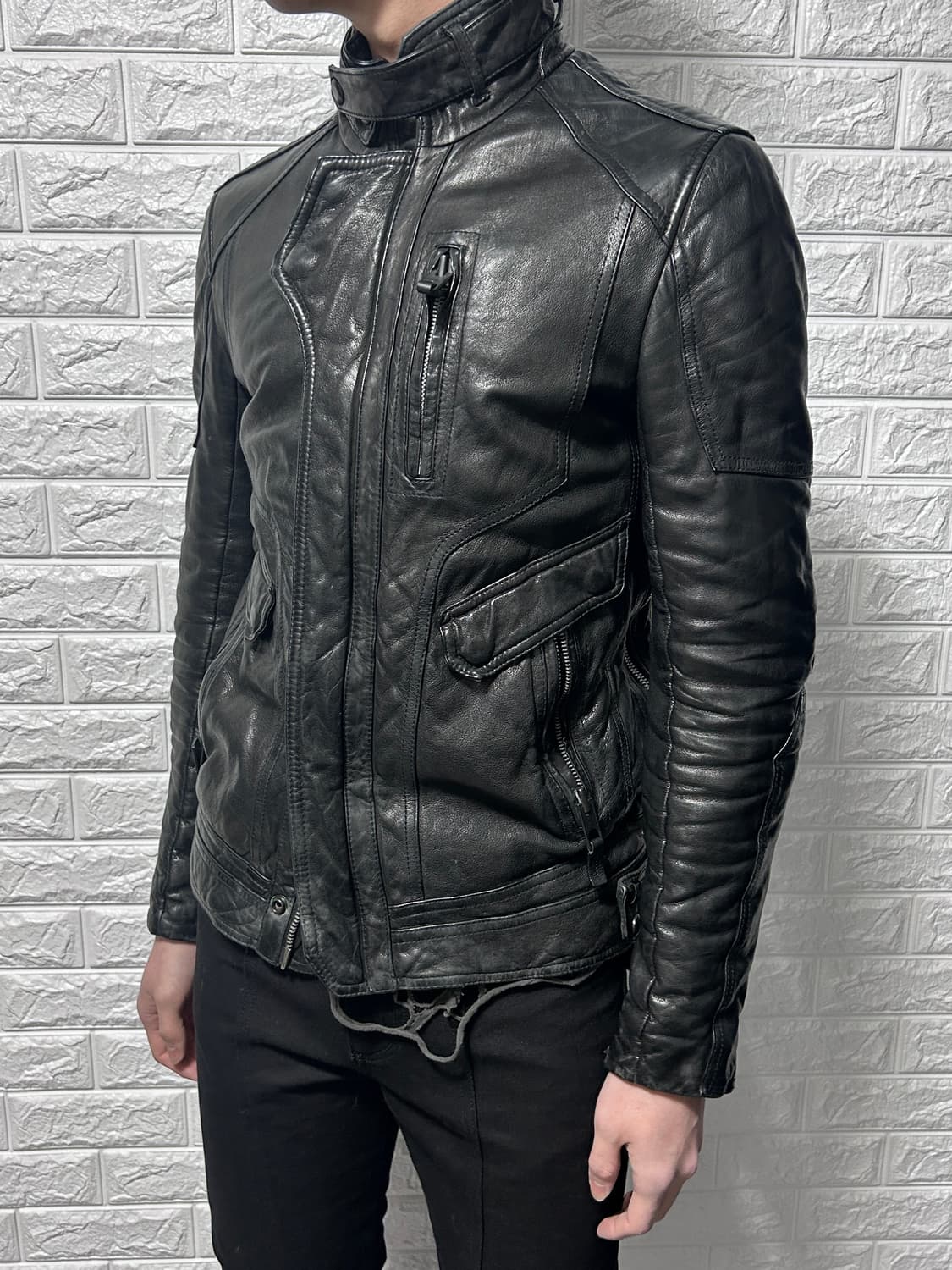 타임 옴므 엘라스틱 레이어드 클로징 래더 자켓 상품이미지3