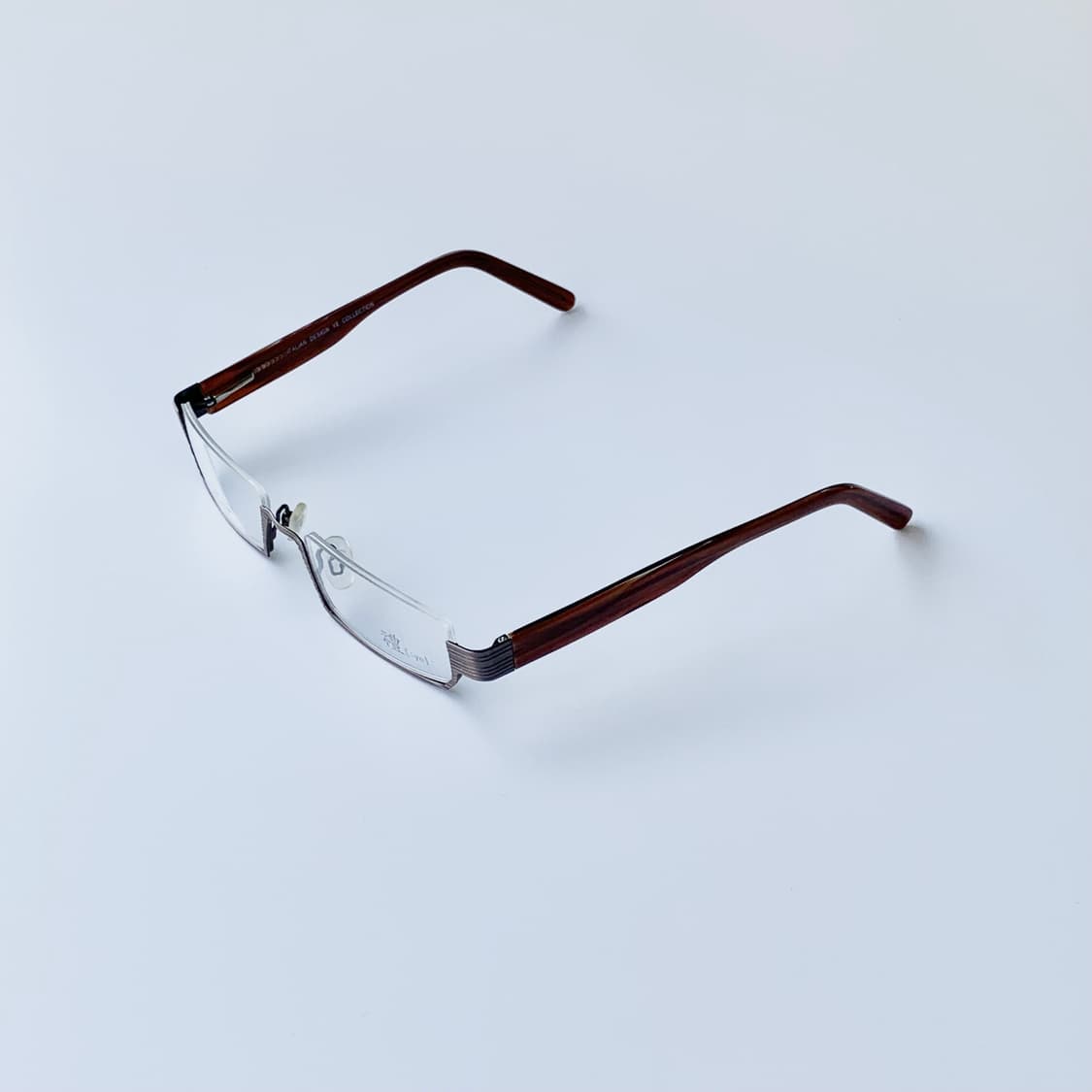 790 빈티지안경 픽키 데드스탁 사각 역반무테 언더림 하금테 메탈 브라운 상품이미지3