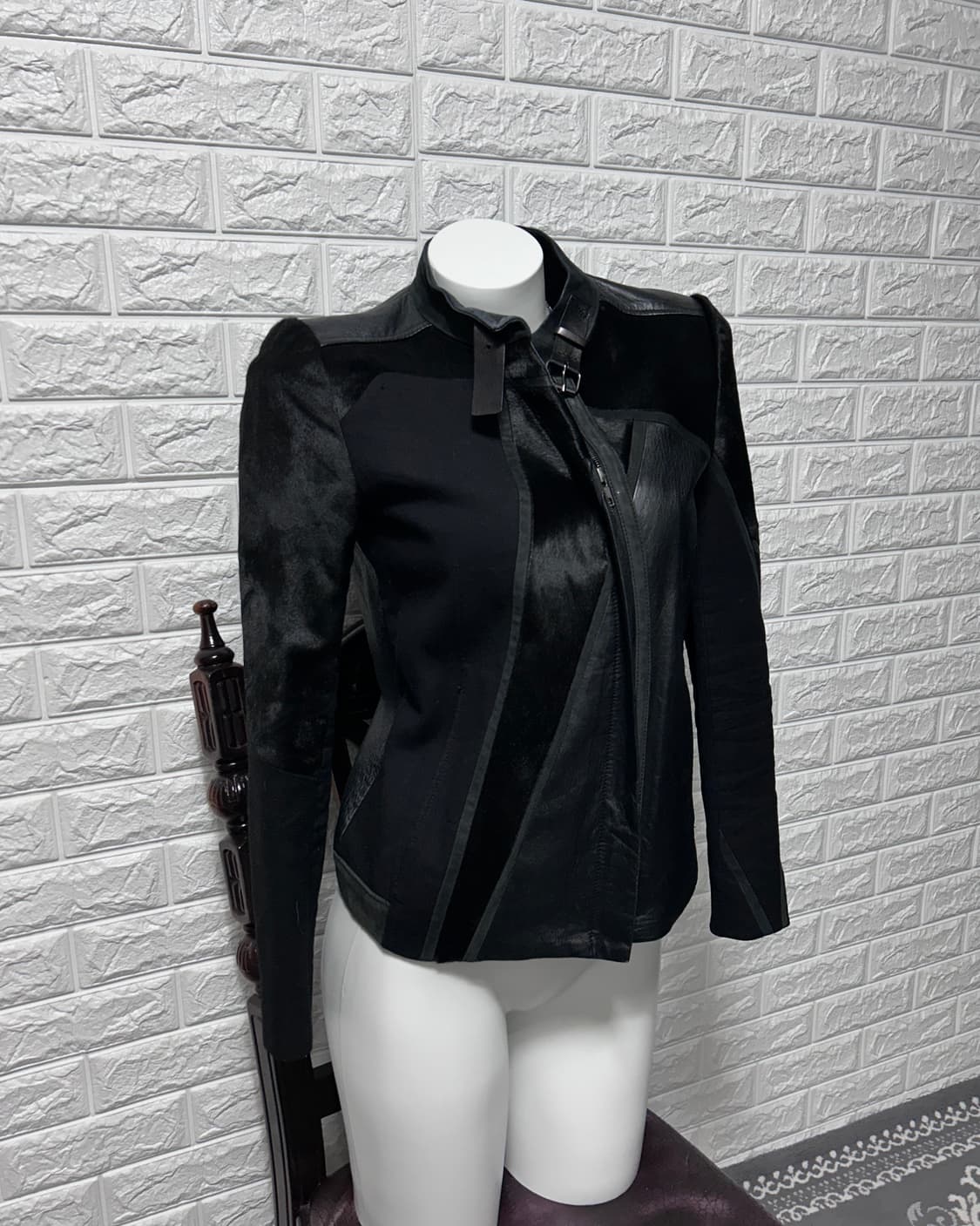 헬무트랭 판넬 믹스 송치 레더 자켓 상품이미지1