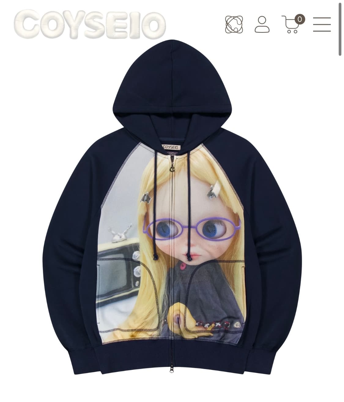 코이세이오 X 브라이스 그래픽 집업 네이비 상품이미지1