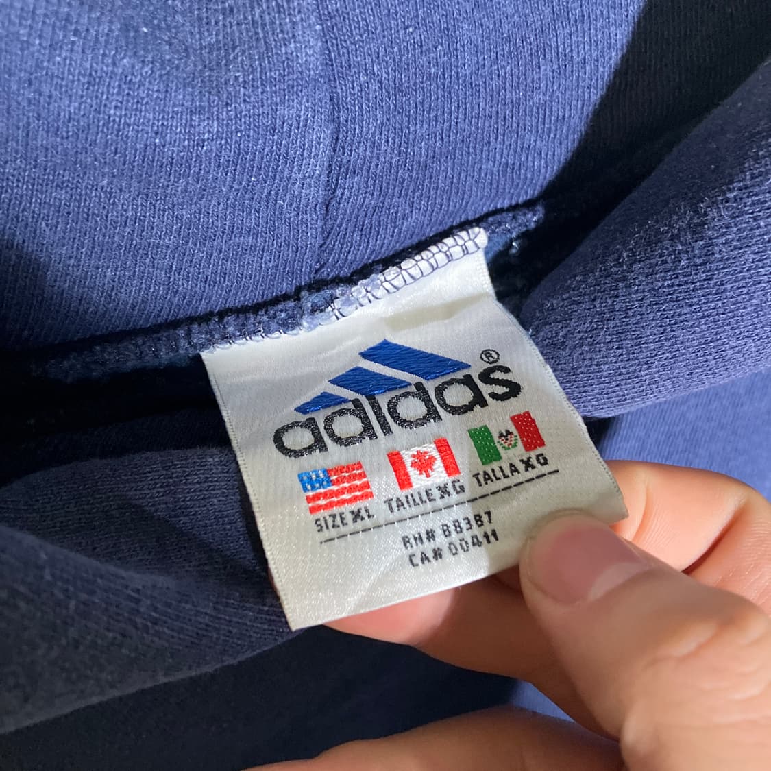 XL-2XL)아디다스 90s 미국제조 삼선 오버핏 후드티 상품이미지3
