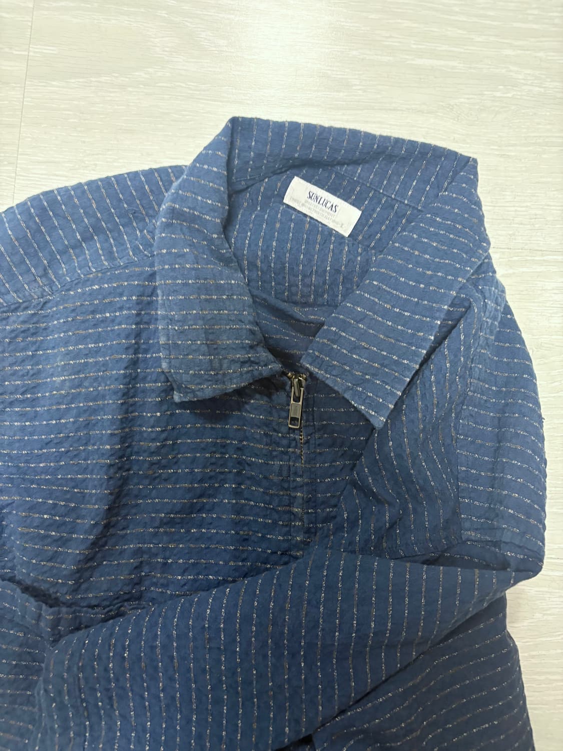 빈티지 스트라이프 네이비 반팔 셔츠 상품이미지2