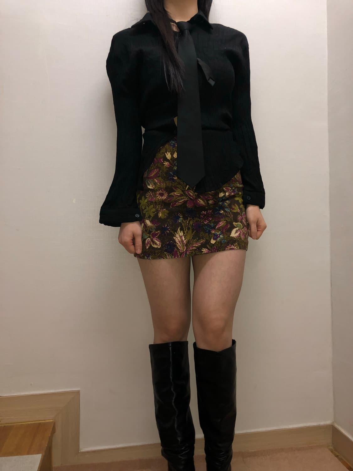 빈티지 카키 플라워 스커트 상품이미지4