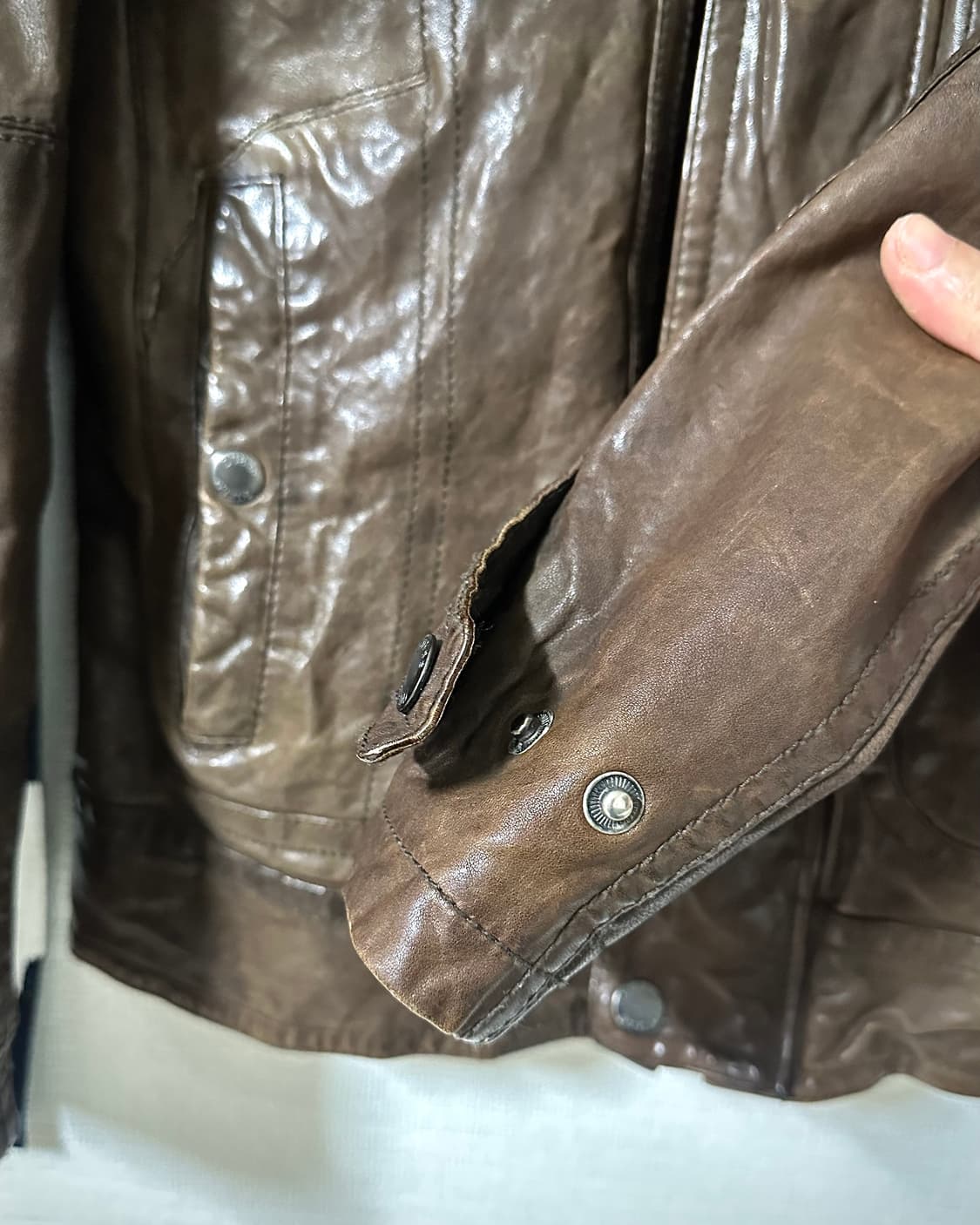 2010 GUESS 이탈리안 램스킨 하이넥 레더자켓 페이드 브라운 상품이미지6