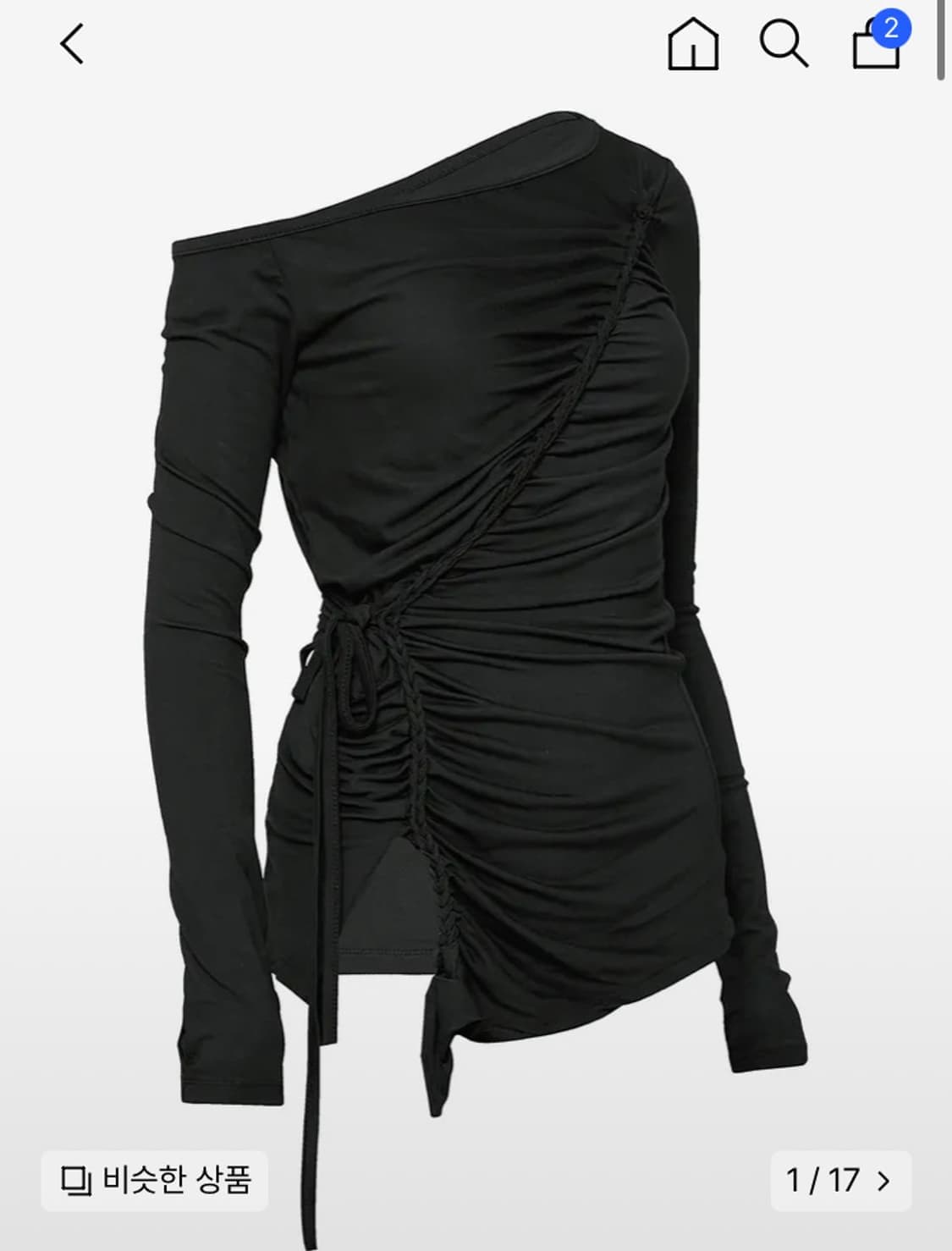 플레어업 핸드메이드 트위스트 원숄더 롱슬리브 블랙 상품이미지1