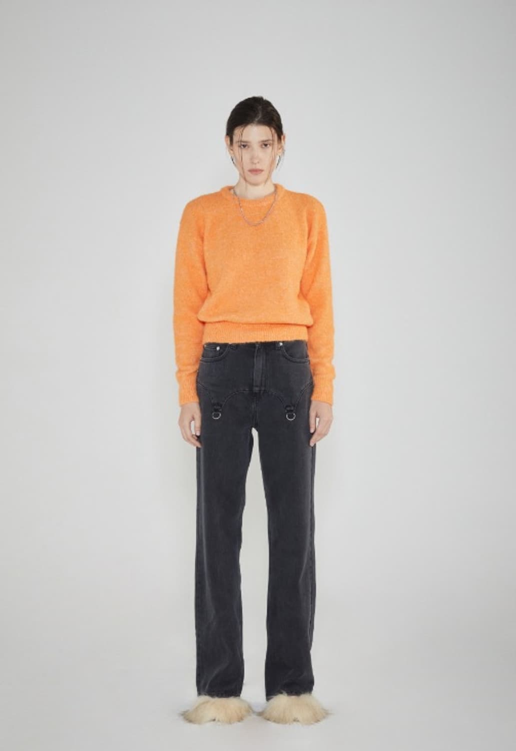 쓰리투에이티 Brushed Crew Neck Sweater Orange 상품이미지3