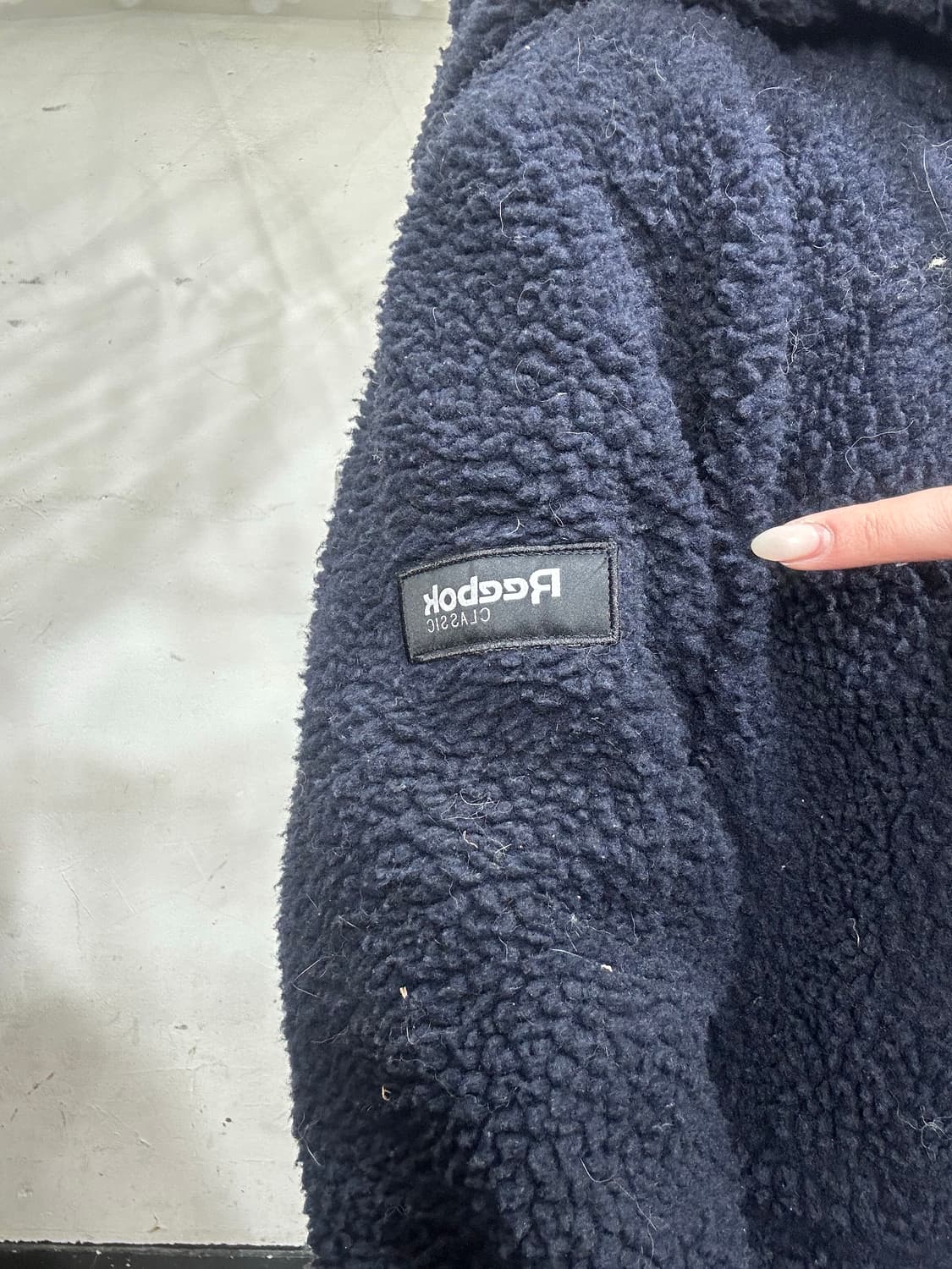 리복 네이비 롱패딩 후드 뽀글이 후리스 롱 원피스 자켓 XL 상품이미지4