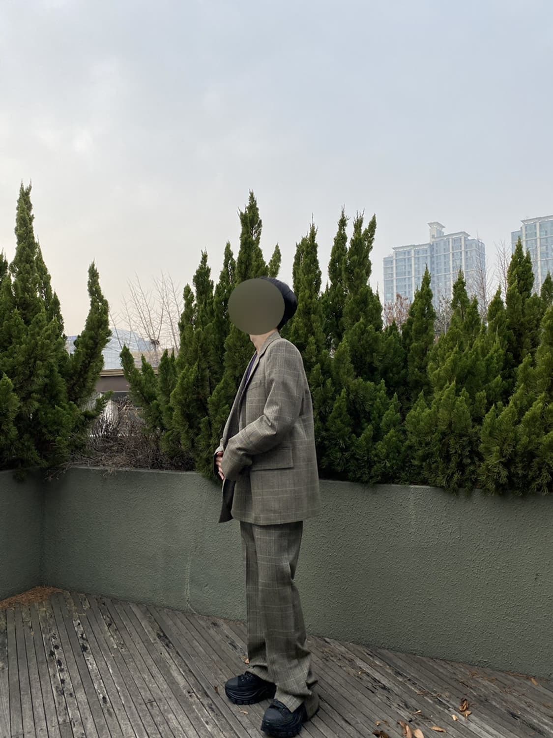 우영미 21SS 브라운 체크 셋업 팬츠 상품이미지3