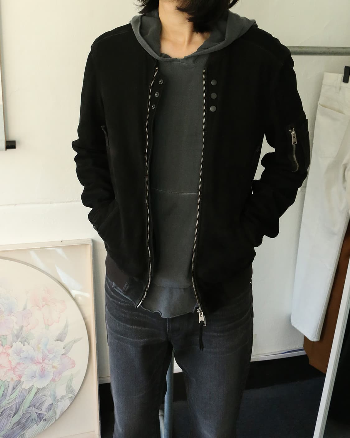 올세인츠 레더 봄버 자켓 상품이미지3