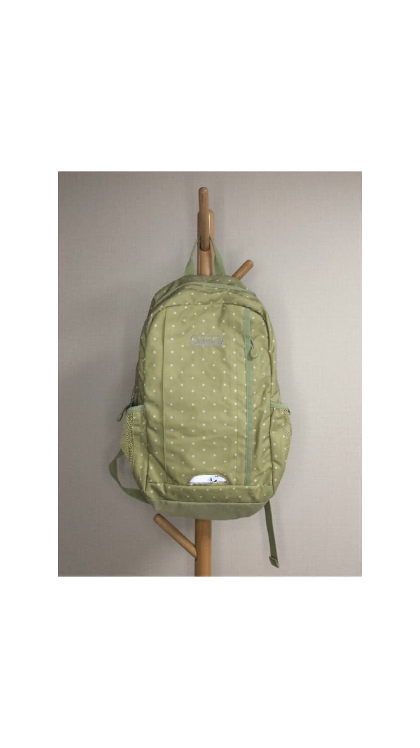 콜맨 베이지 그린 도트 땡땡이 백팩 상품이미지1