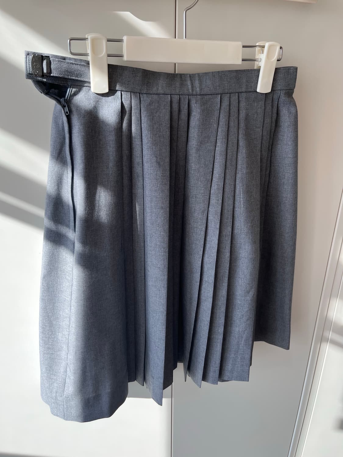 Japanese vintage  그레이 주름 플리츠 미디스커트 상품이미지8