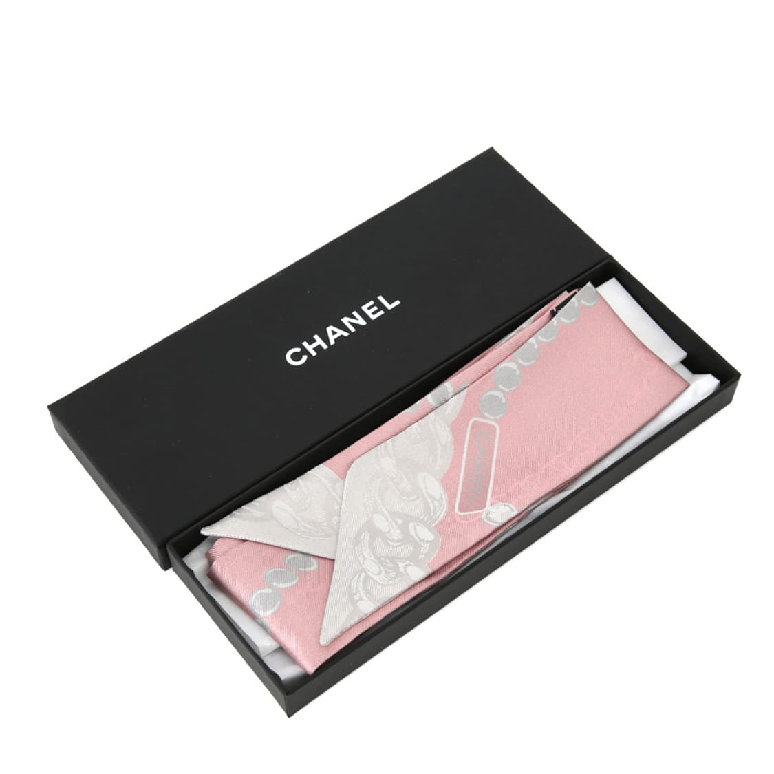 샤넬 스카프 핑크 진주 실크 헤어밴드 반다나 AAB797 상품이미지9