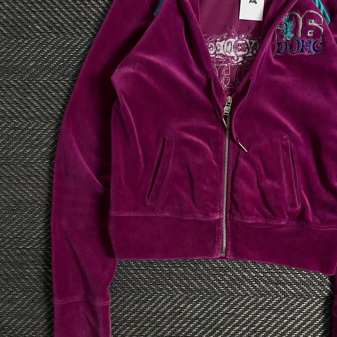 DOHC y2k 빈티지 벨벳 후드 크롭 자켓o 3231 상품이미지3