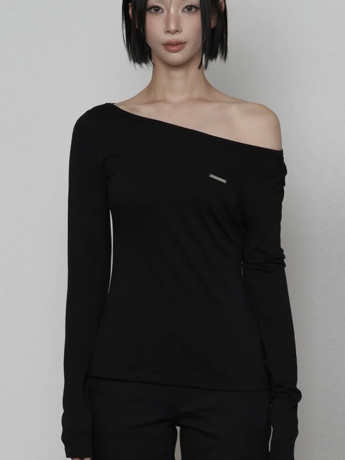 Back See-Through Print Long Sleeve (BLAC 상품이미지1