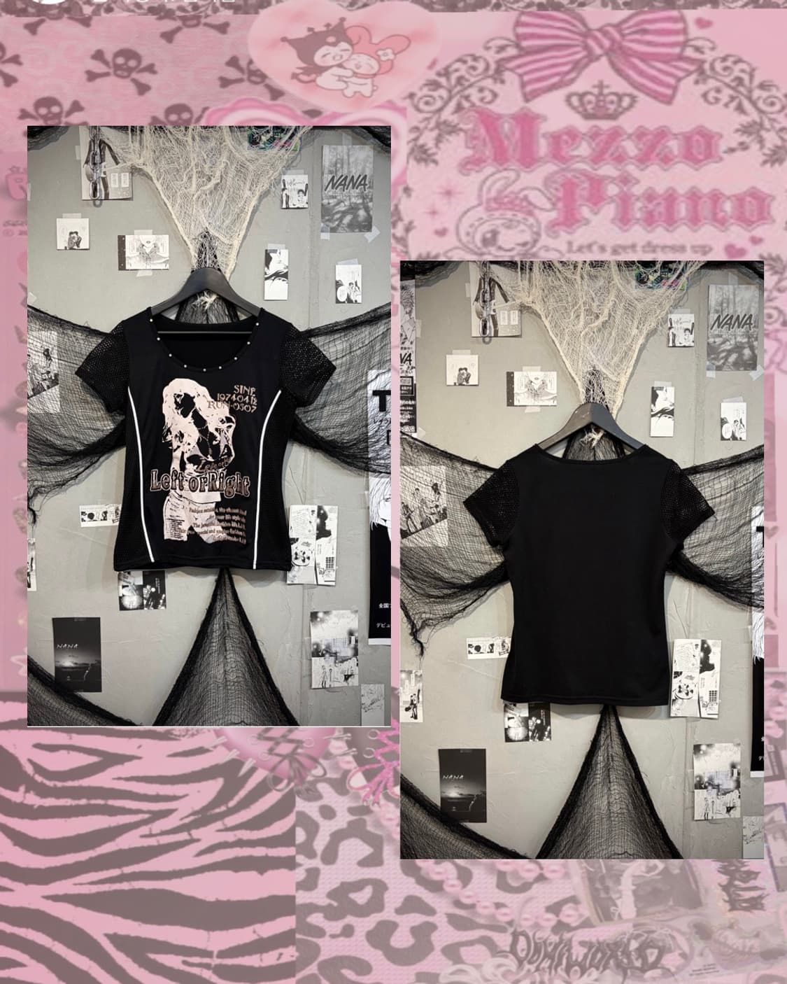 00's girl Printing Glitter mesh rivet 상품이미지2