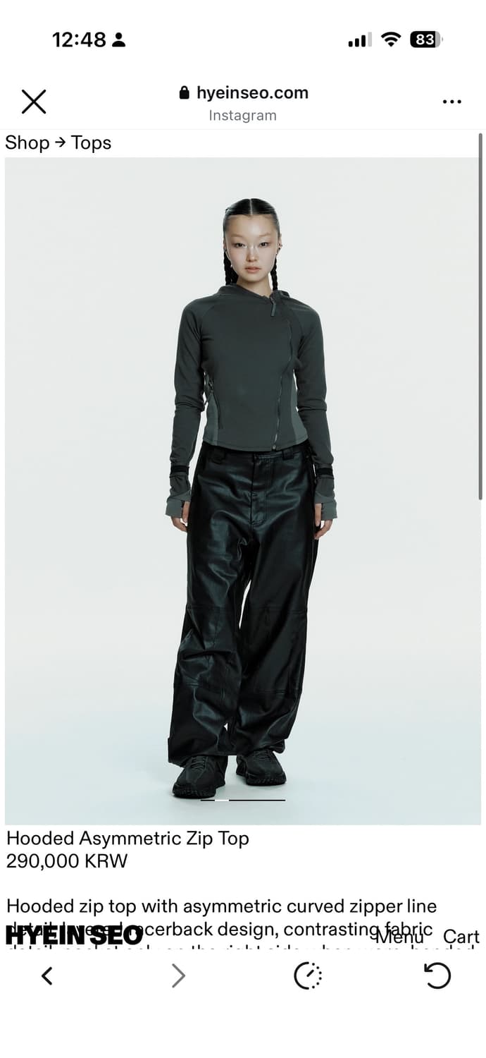 혜인서  hyein seo Hooded Asymmetric Zip Top 상품이미지1