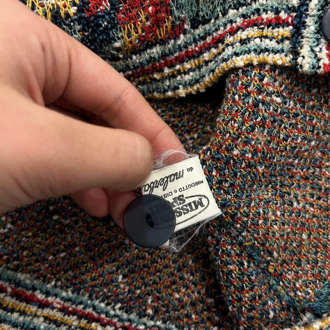 40 미쏘니 멀티컬러 패던 가디건 실측95 상품이미지5