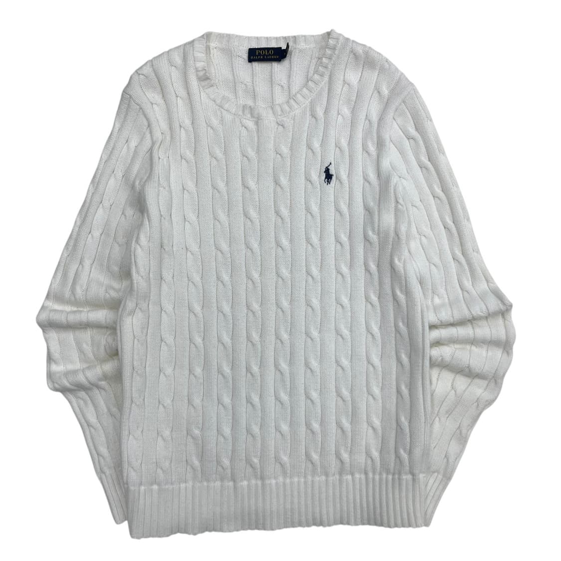 폴로 랄프로렌 네이비포니 화이트 꽈배기 니트 M 상품이미지3