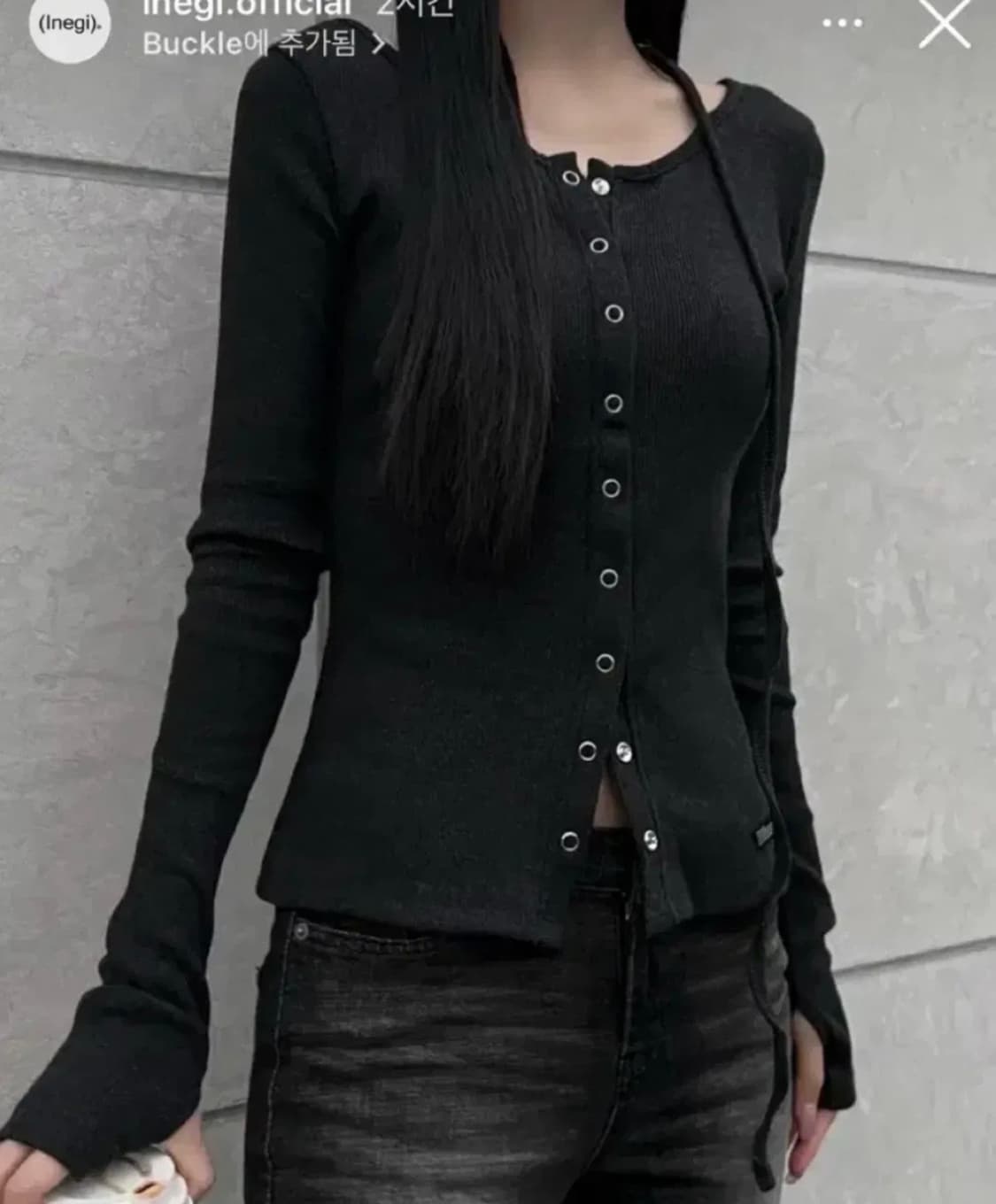 이네기 버클 스트랩 가디건 차콜 상품이미지4