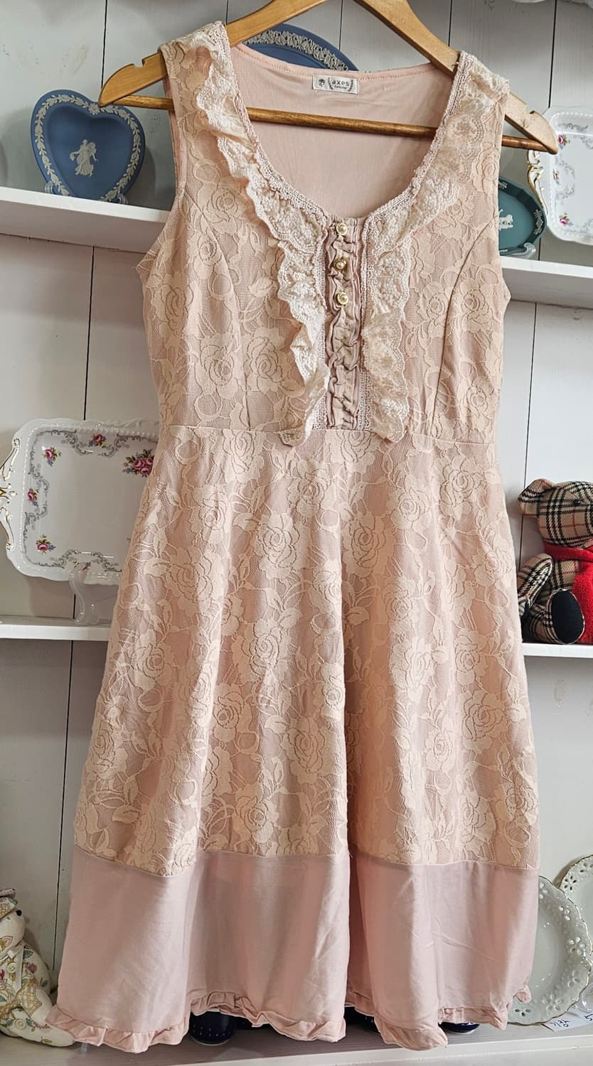 엑시즈팜(Axes Femme) 로즈 레이스 슬리브리스 원피스 상품이미지2