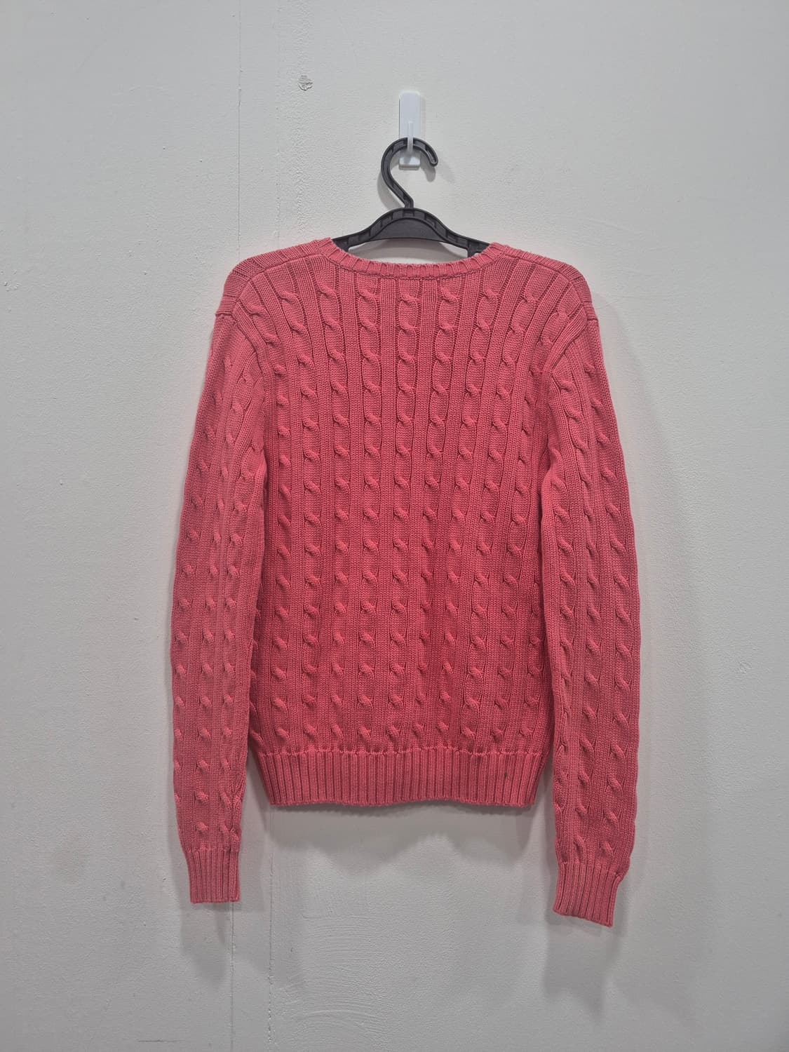 랄프로렌 스포츠 핑크색 꽈배기 브이넥 니트 스웨터 여성 100사이즈 상품이미지3