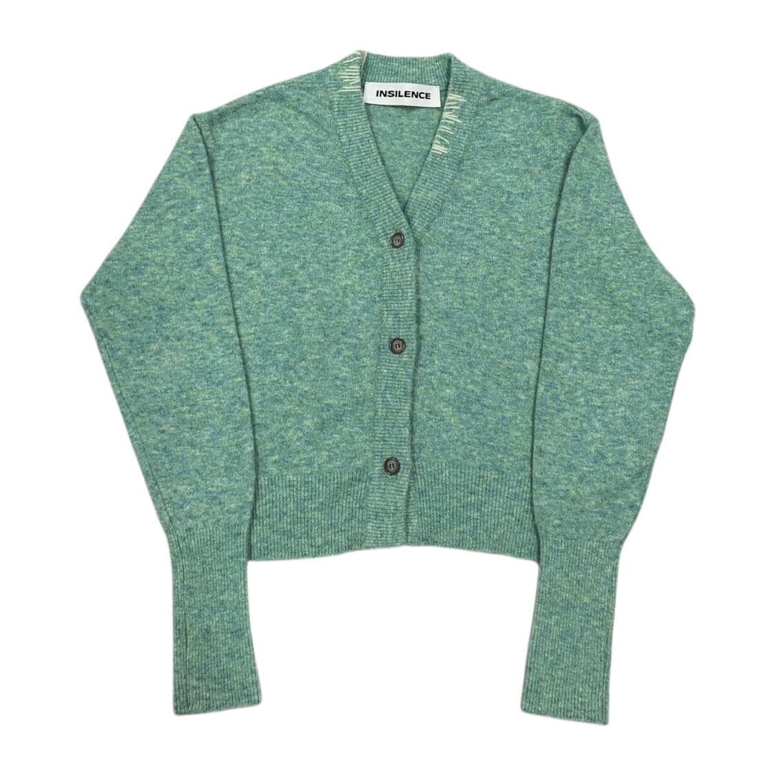 인사일런스 우먼 버튼 울 랩 가디건 피스타치오 멜란지 그린 S 상품이미지1