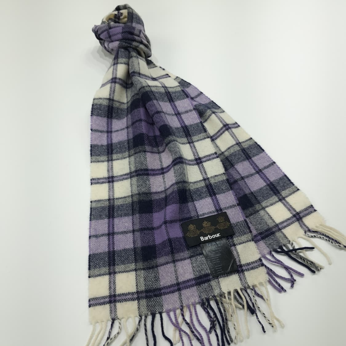 MX237 바버 퍼플 타탄체크 램스울 목도리 머플러 상품이미지2