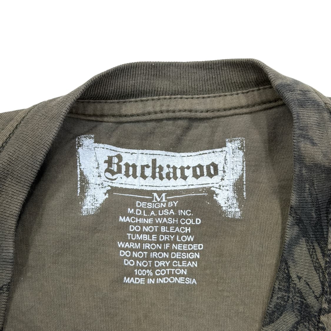 버커루 빈티지 Y2K 오리엔탈 해골 스컬 반팔 카키 M 상품이미지3