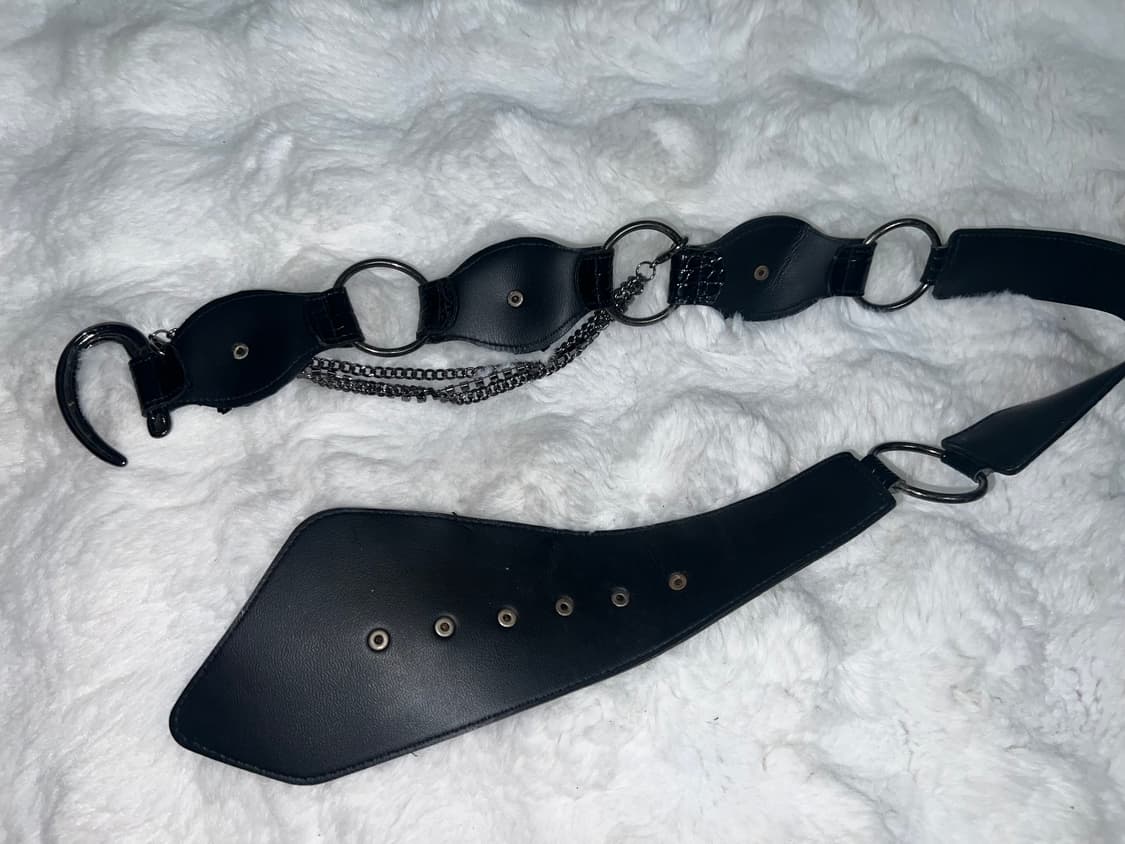 빈티지 블랙 크로크 체인 스터드 벨트 상품이미지7