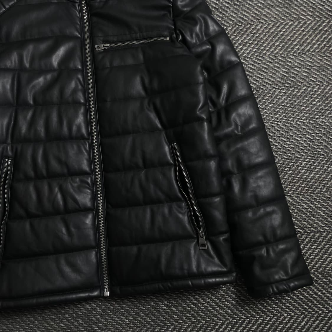 게스 패치 로고 퀄팅 패딩 자켓 블랙y 4367 상품이미지3
