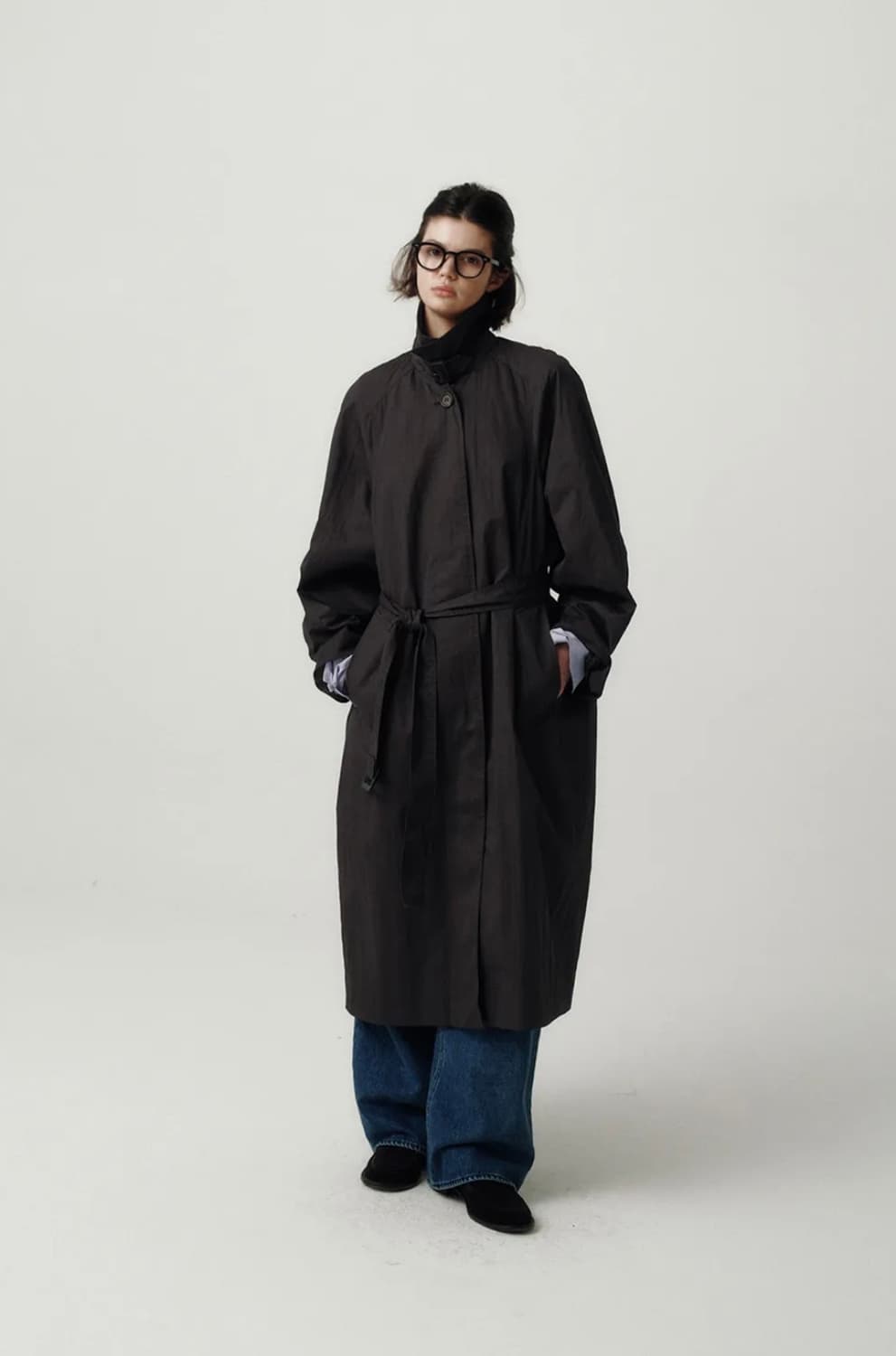 더바넷 루스 트렌치코트 차콜 상품이미지3