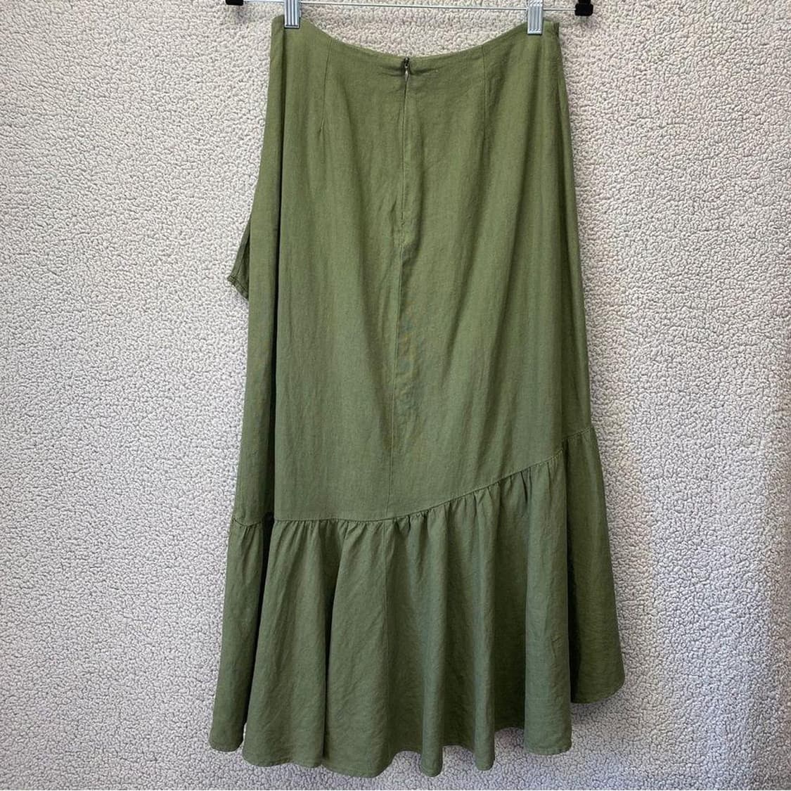 ZARA 자라 리넨 러플 미디 스커트 카키 상품이미지7