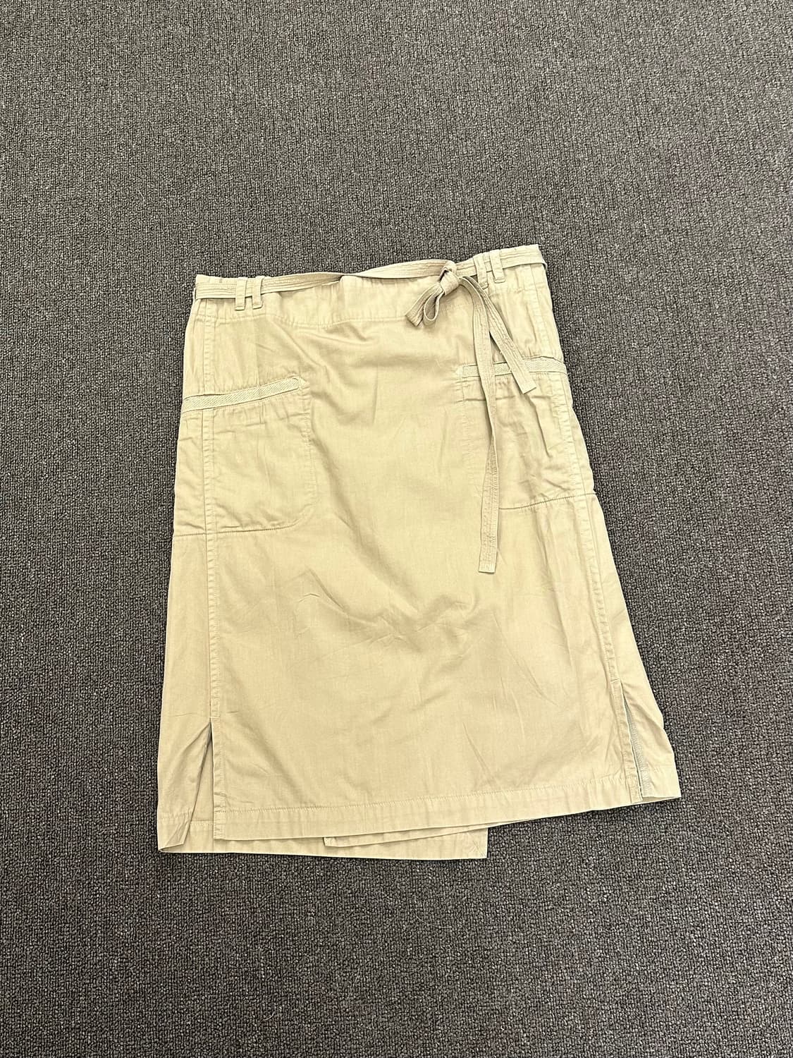 OS)Japanese vintage 베이지 치노 미디 랩스커트 상품이미지1