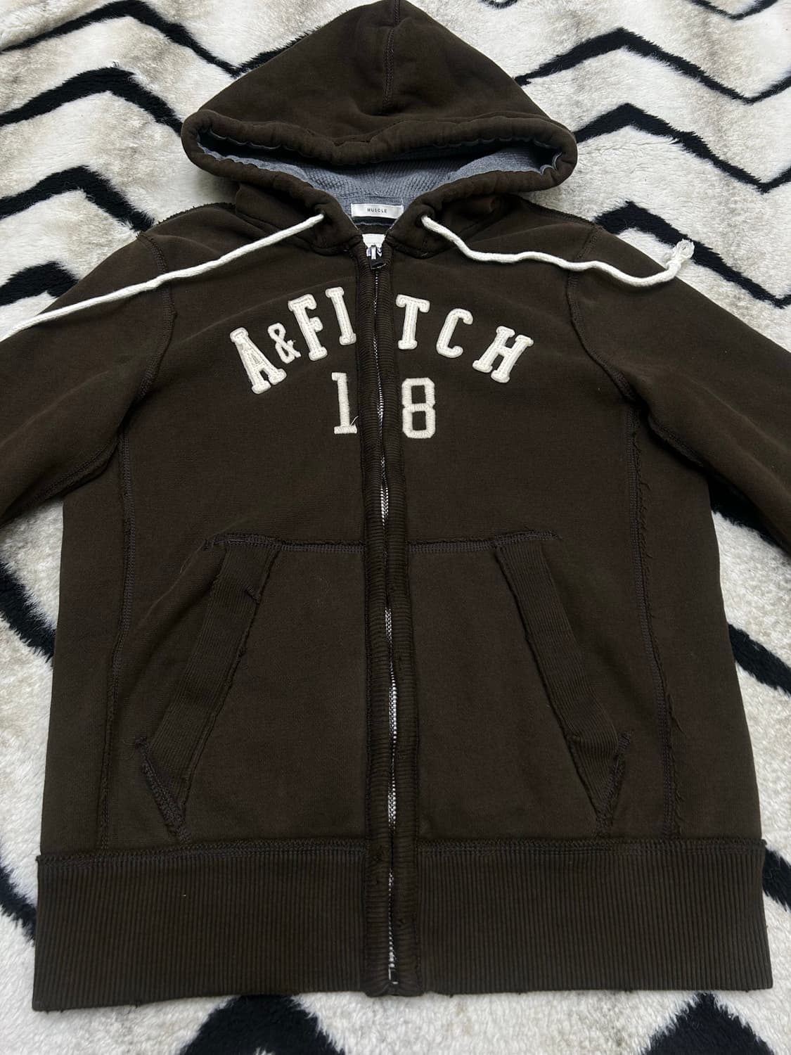 [S]아베크롬비 스펠아웃 그런지 후드집업/빈티지브라운/기모 상품이미지3