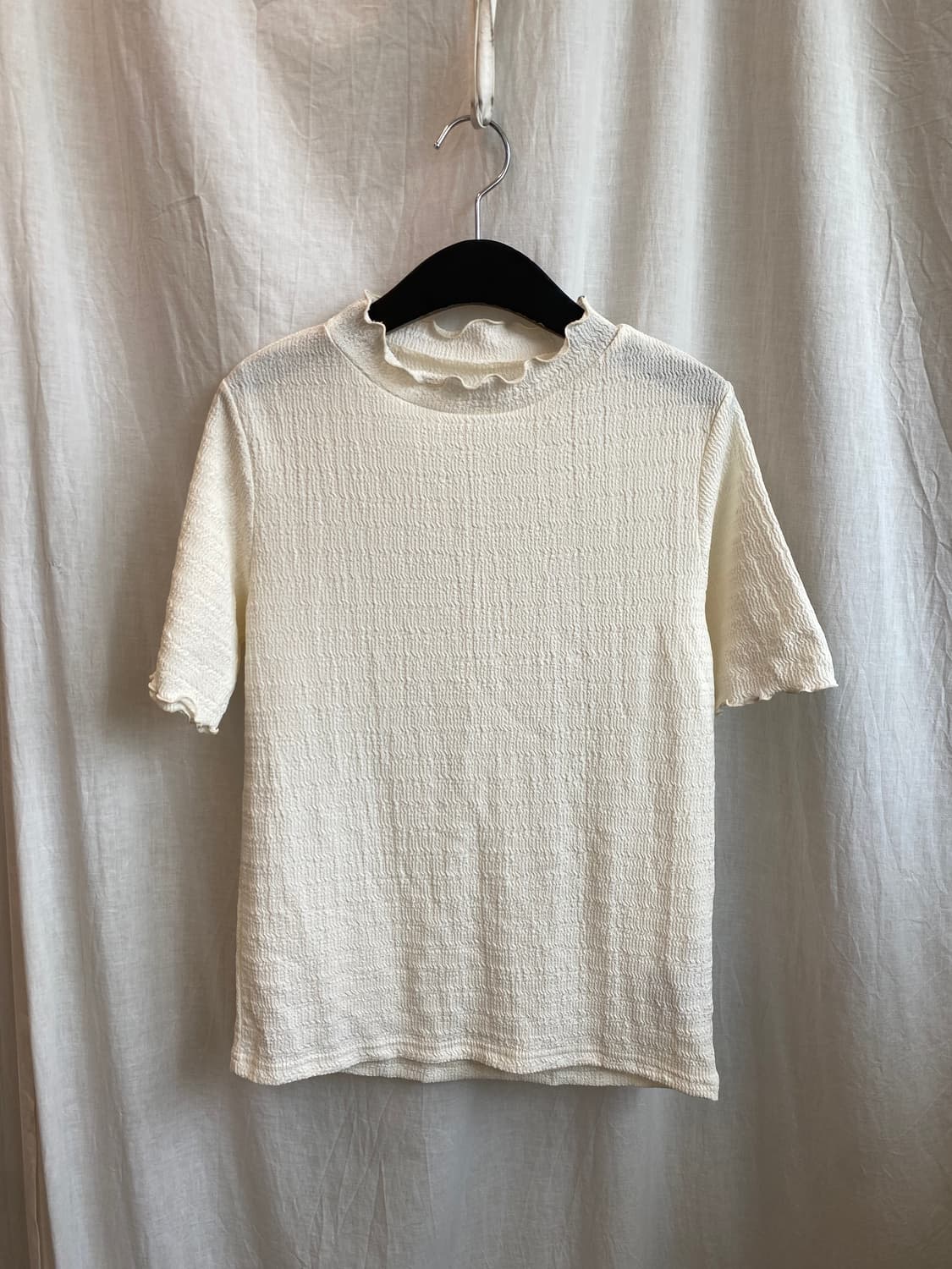 화이트 링클드 반팔탑(M) 상품이미지1