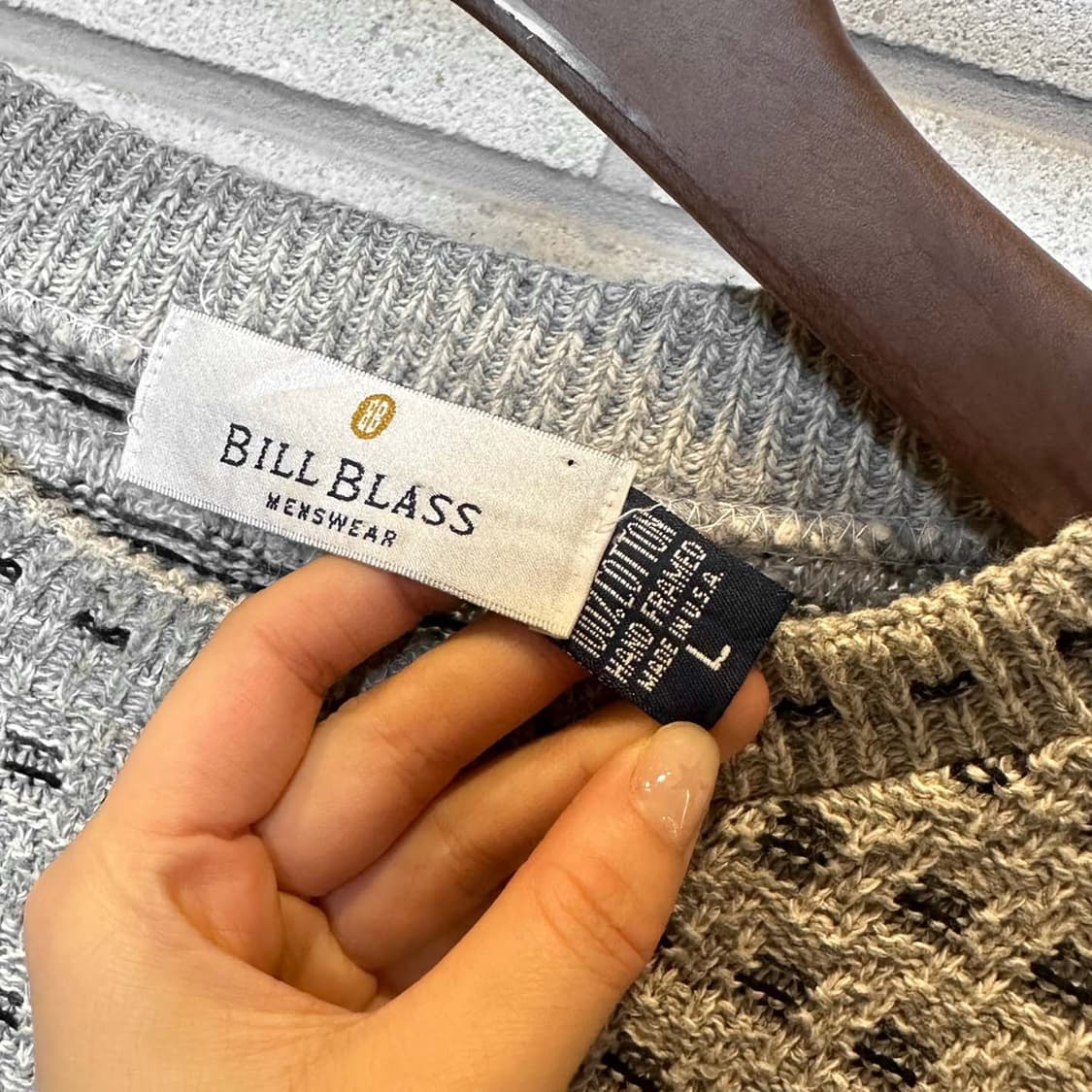 USA VINTAGE 니트 라운드넥 미니 스티치 패턴 디테일 그레이 상품이미지6